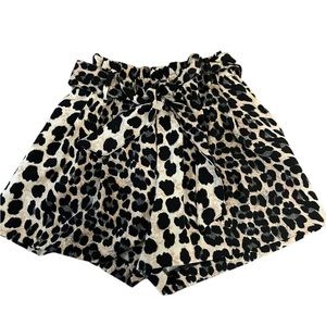 Zara Paper Bag Waist Leopard Print Shorts